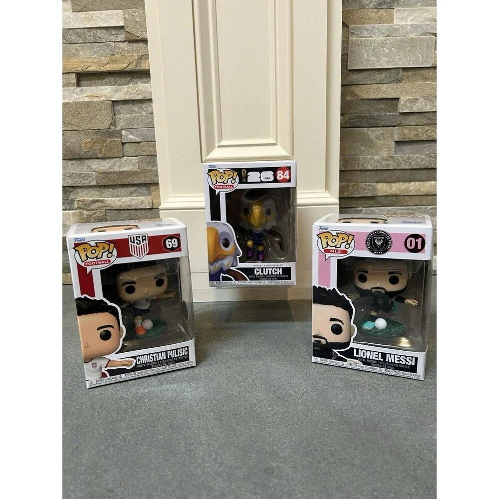 Funko Pop! World Cup Vinyl Figure Lot of 3 Messi #01 Pulisic #69 Clutch #84